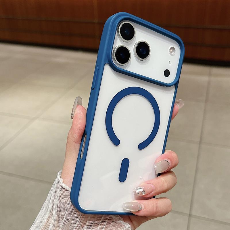 For Magsafe Transparent Phone Case for 17 Air 16 15 14 Plus 13 12 11 Pro Max Shockproof Magnetic Wireless Charging Cover