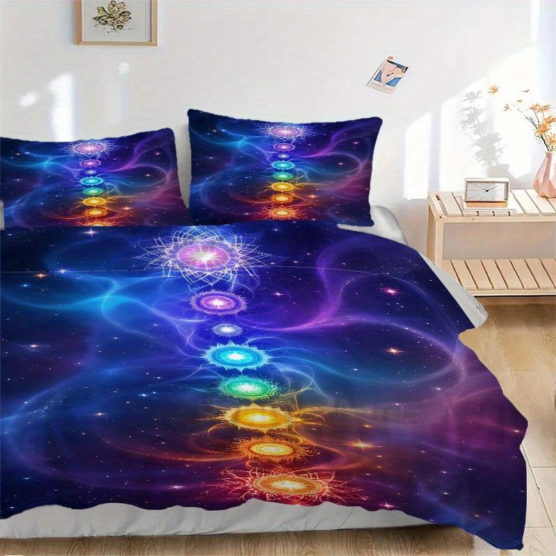 3Pcs Chakra Balance Printed Bedding Set, Breathable And Soft,(Includes 1 Duvet Cover And 2 Pillowcases, Quilt Not Included) Yy250815208