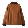 Womens Oversized Faux Sherpa Lined Turn-Down Collar Jacket Short Streetwear Coat In Contrast Color