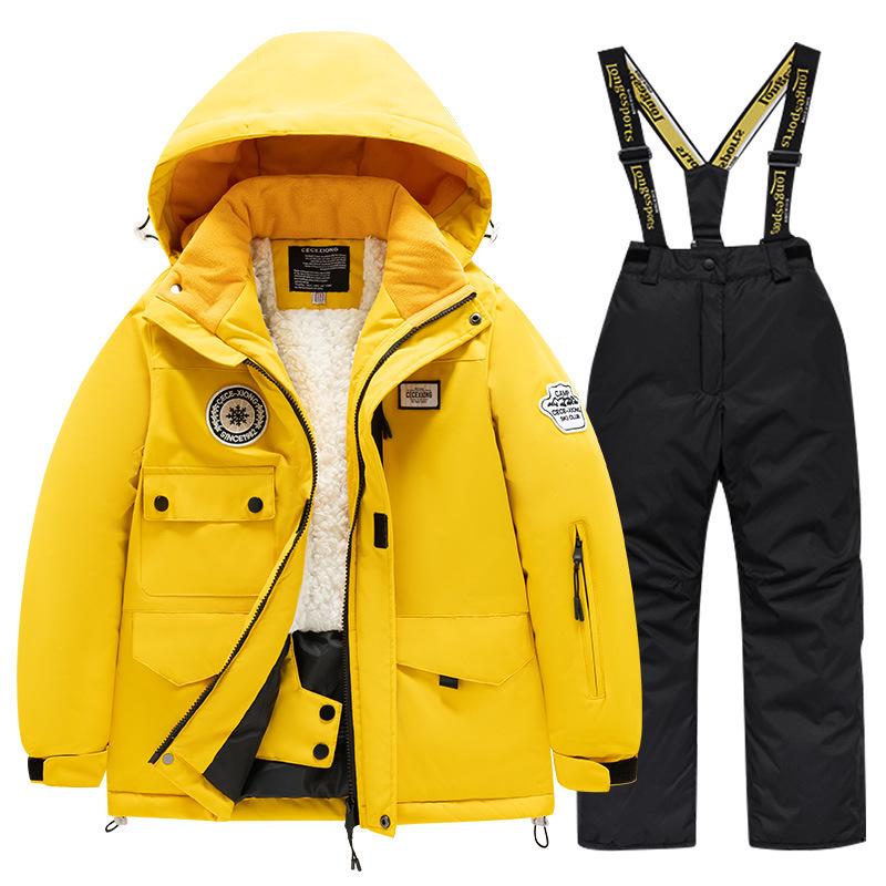 Children's Winter Ski Suit: Thick Fleece, Waterproof, Windproof, for Boys & Girls, Medium & Large Sizes