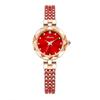 Women's Crystal Wristwatch Bangle Bracelet Quartz Waterproof Stylish Gift Small Red