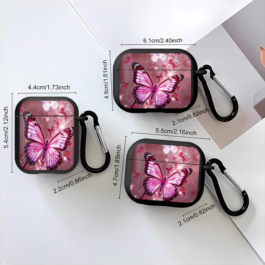 Pink Butterfly Flower Earphone Cases Cover Case For Airpods 2 Pro3 Pro2 4 Pro 3 1