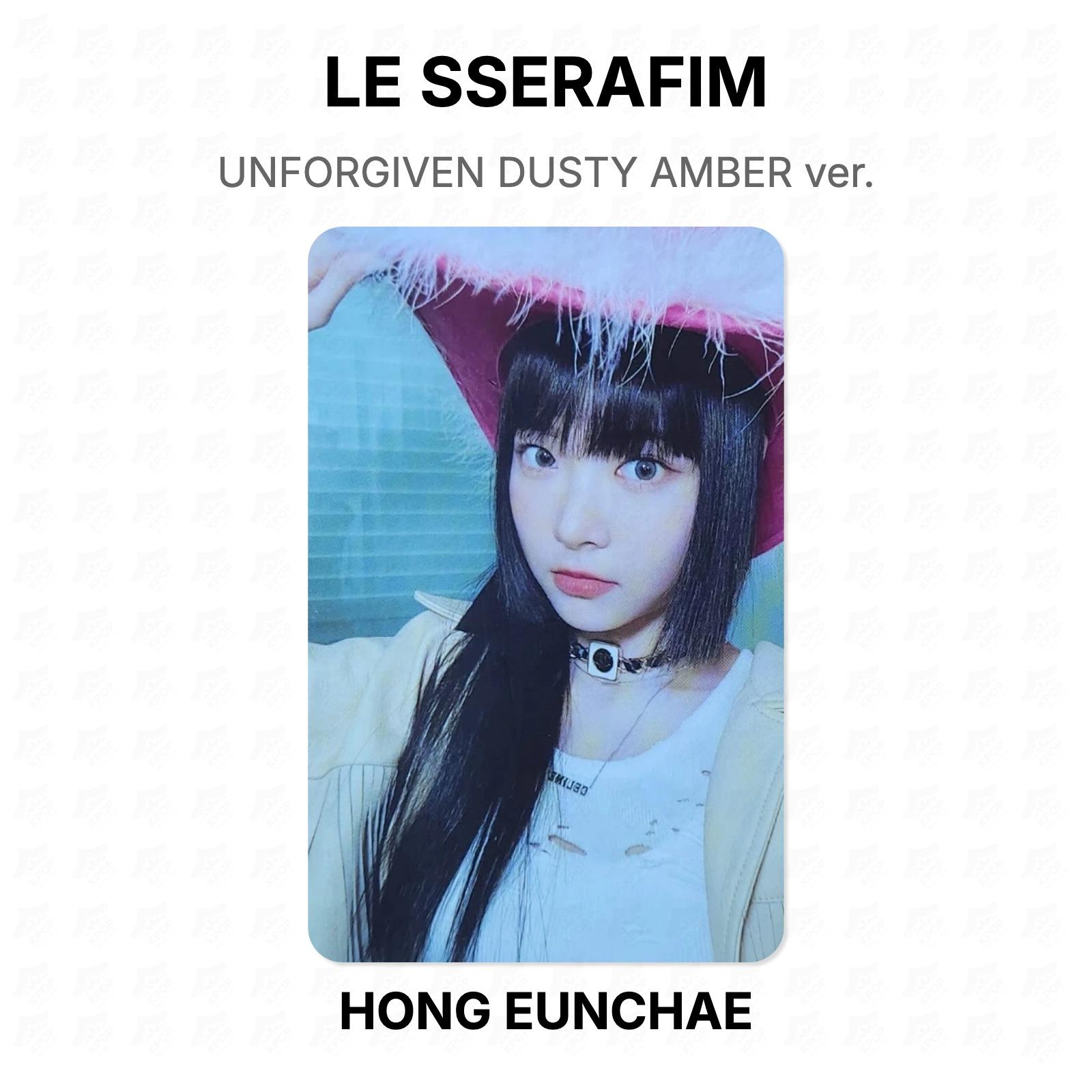LE SSERAFIM UNFORGIVEN DUSTY AMBER ver. Official Photocard HONG EUNCHAE