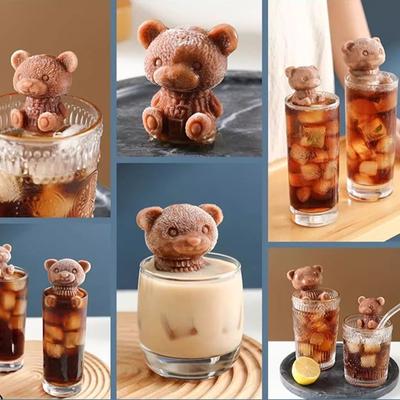 Bear Ice Cube Mold Three-dimensional Silicone Ice Bear Grinding 3D Milk Tea Drink Bear Ice Cube Whiskey Animal Ice Mold
