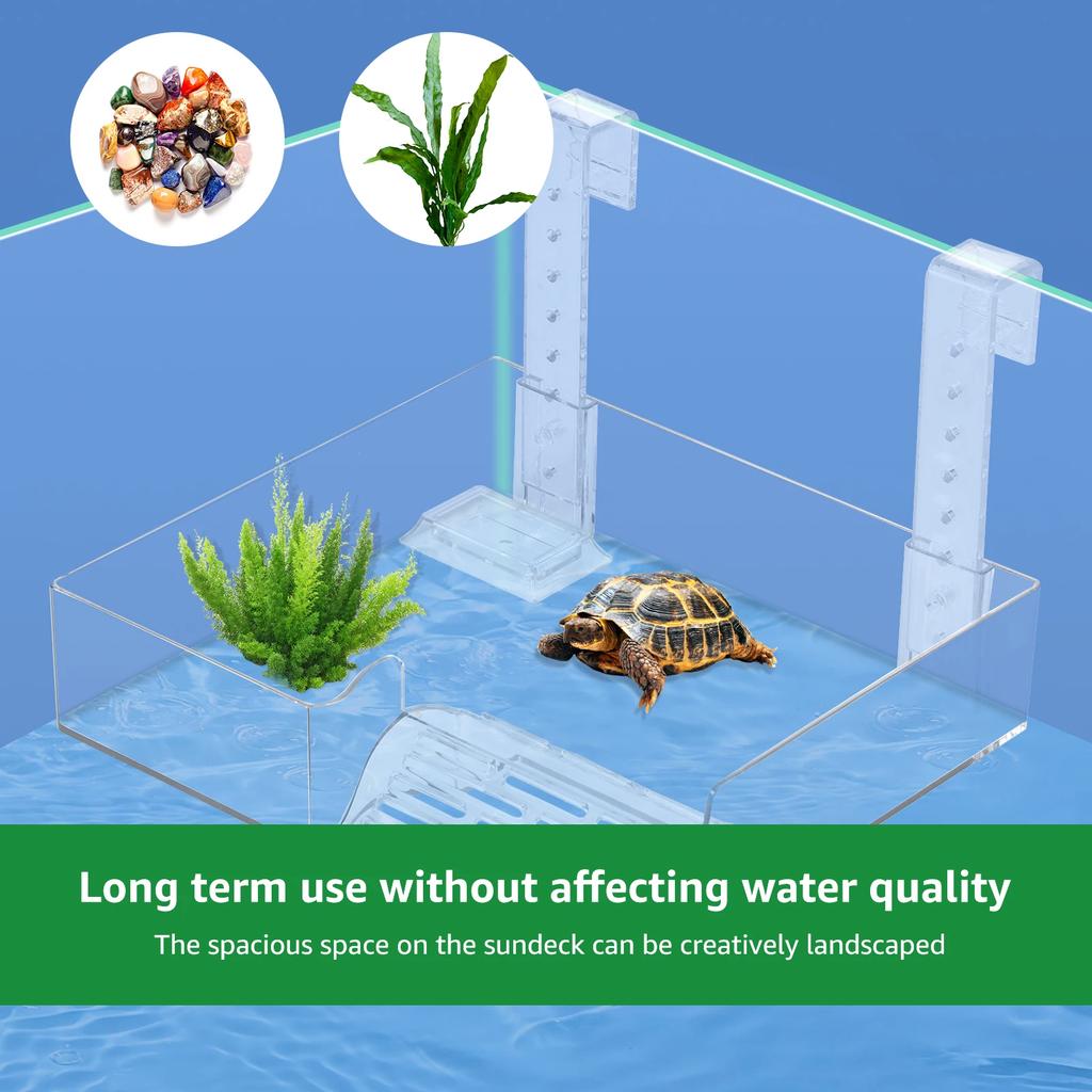 1Pcs Turtle Basking Platform Acrylic Transparent Hanging Floating Turtle Dock Height Adjustable Aquarium Turtle Tank Platform
