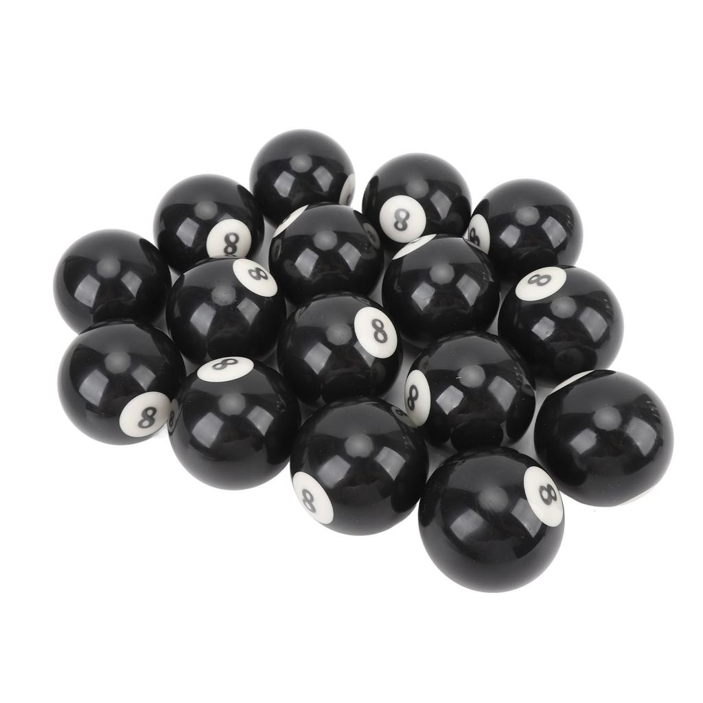 16 Stück Pool Eight Ball 2,3 Zoll Durchmesser Schwarz Harz Billard 8 Ball Ersatz für Billardzimmer Spiel