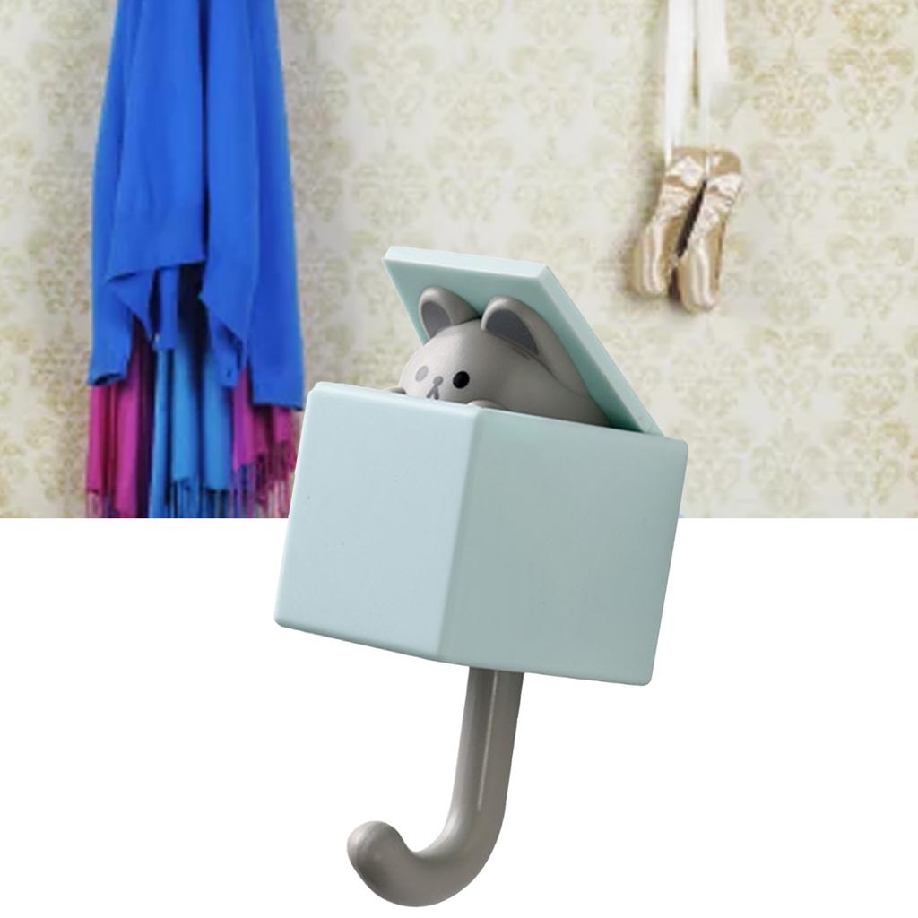 Cute Animal Hook Adhesive Coat Hook Wall Mount 3.3lb Bearing Capacity Key Hook for Clothes Scarf Hat Towel Bag