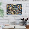 2D Flat, 1pc "Happy Birthday" Blue & Gold Plaque - Luxury Birthday Decor Sign with Balloons & Gifts, Navy Blue & Gold - Aluminium Wall Hanging