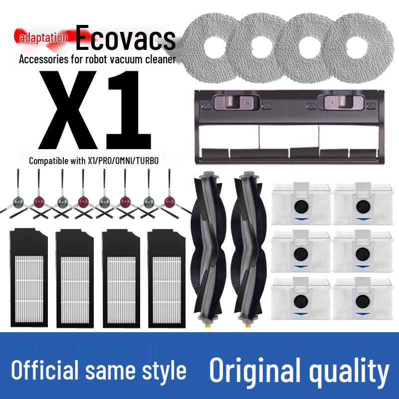 Consumabili per Robot Aspirapolvere Ecovacs X1/Pro: Spazzola Laterale, Spazzola a Rullo Omni/Turbo, Filtro, Sacchetto per la Polvere
