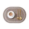 Durable Chain-printed Oval Placemats Oval Shape Leather Waterproof Placemat Washable Waterproof Heat Resistant Pad Kitchen