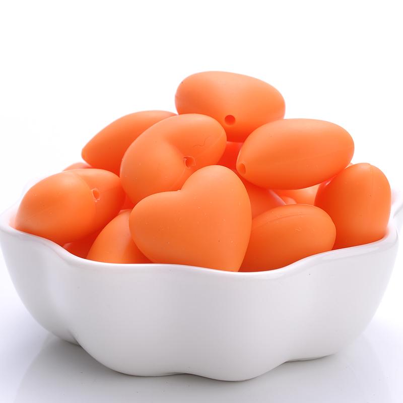 20Pcs 18x20mm Peach Heart Silicone Beads Baby Teethers Eco-friendly BPA Free Teething Beads Necklace Pacifier Chain Accessories