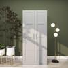 Double Paneled Door Wardrobe, with Shelves - Grey