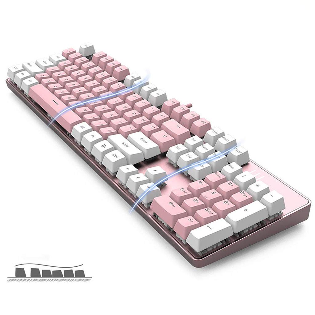 Merdia Mechanical Gaming Full 104 US USB Wired Keyboard with LED Backlight Switches White and Keyboard, Keyboard, Layout, (Blue - Pink)