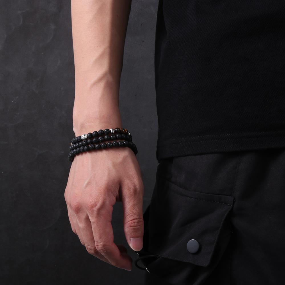 Handmade Gift for Men Jewelry Healing Balance Bead Necklace Volcanic rock Hematite Stone