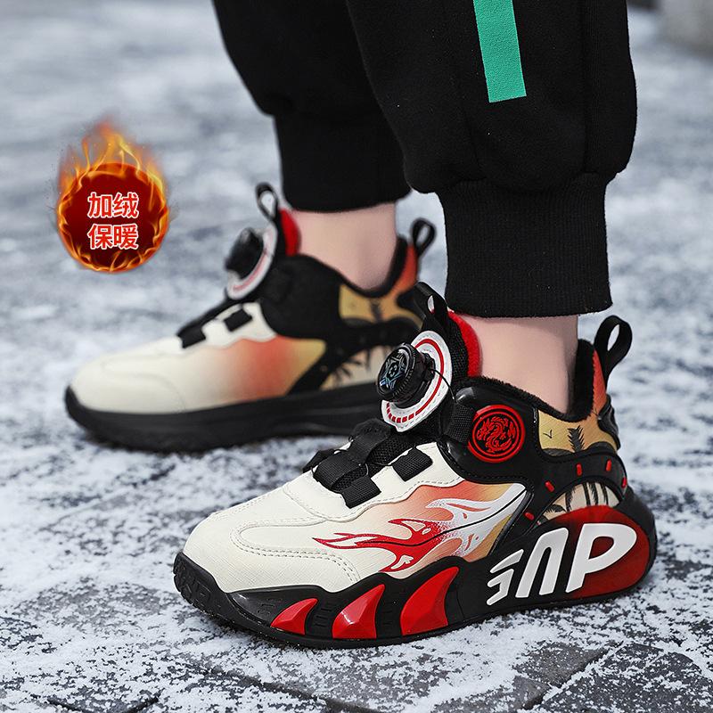 Grange Boys' Athletic shoes2026New Autumn and Winter Breathable Leather Children's Cotton Shoes, Basketball Shoes for Older Children