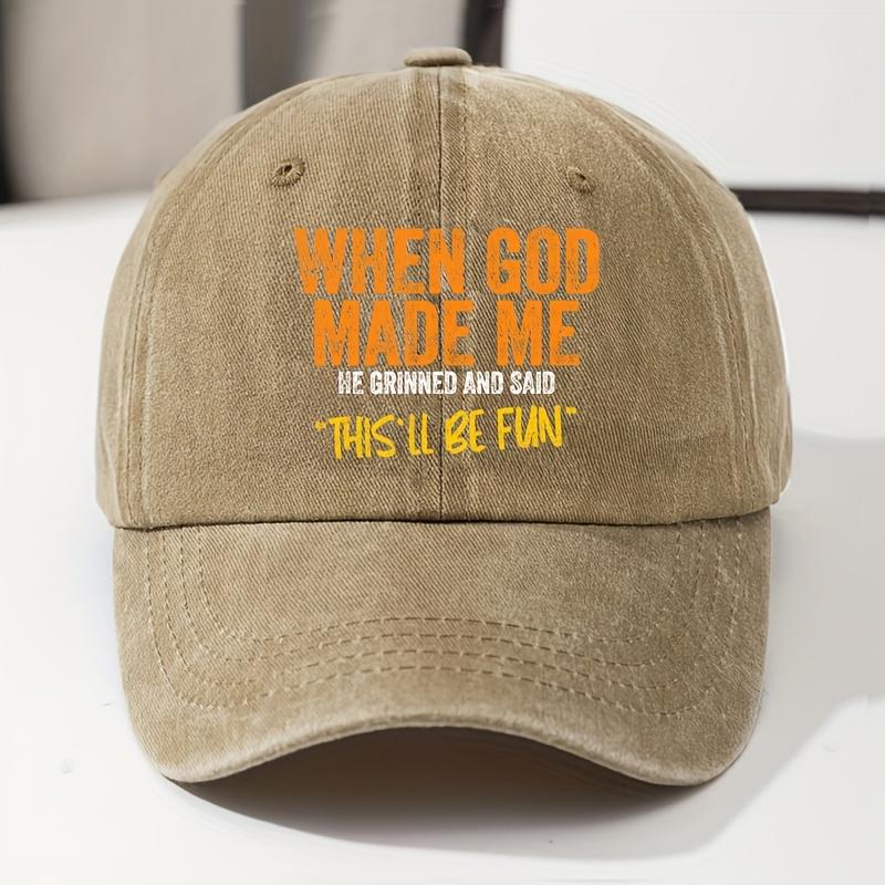 

Adjustable Snapback Dad Hat THISLL BE FUN Retro Baseball Cap for Men Women with When God Made Me Inspirational Print One Size