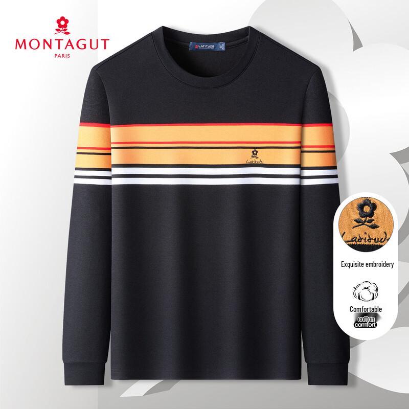 MONTAGUT Men s Striped Long-Sleeve Embroidered Sweatshirt 52