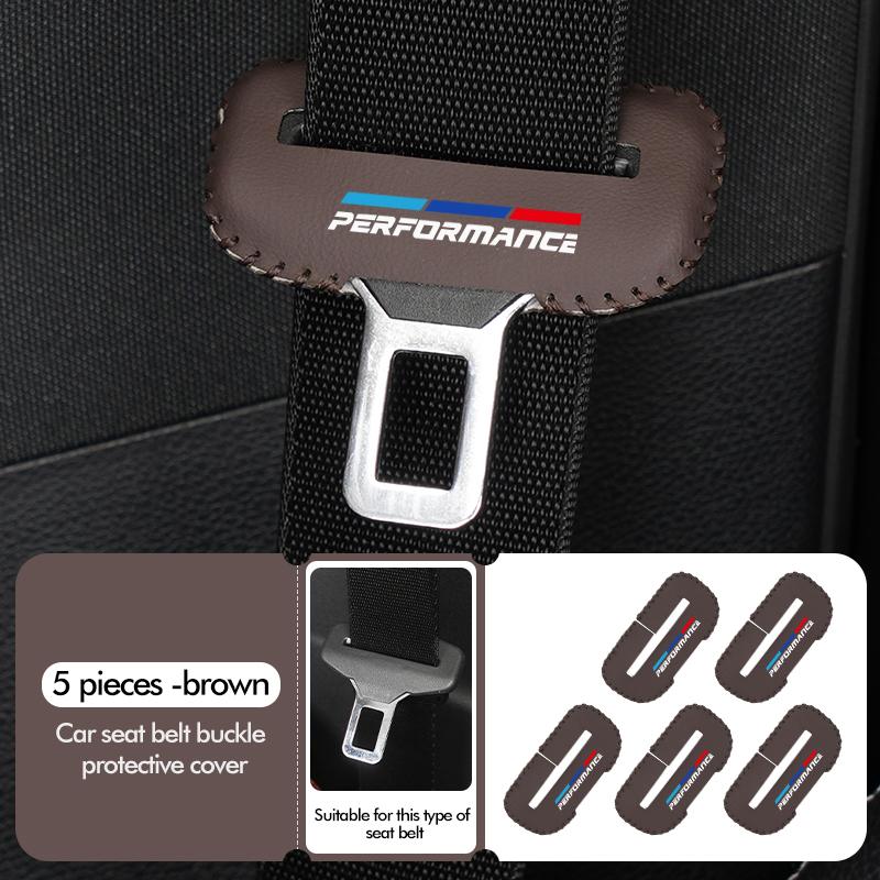 For BMW 1/2pcs Car Seat Belt Buckle Cover Leather Protector Anti-collision Case Accessories Performance E91 X5 E70 F11 E30 F31 E1