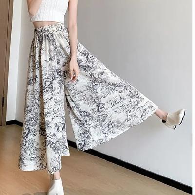Pantaloni Largi cu Cerneală pentru Femei, de Vară, Subțiri, cu Talie Înaltă, Pantaloni Casual Leneși