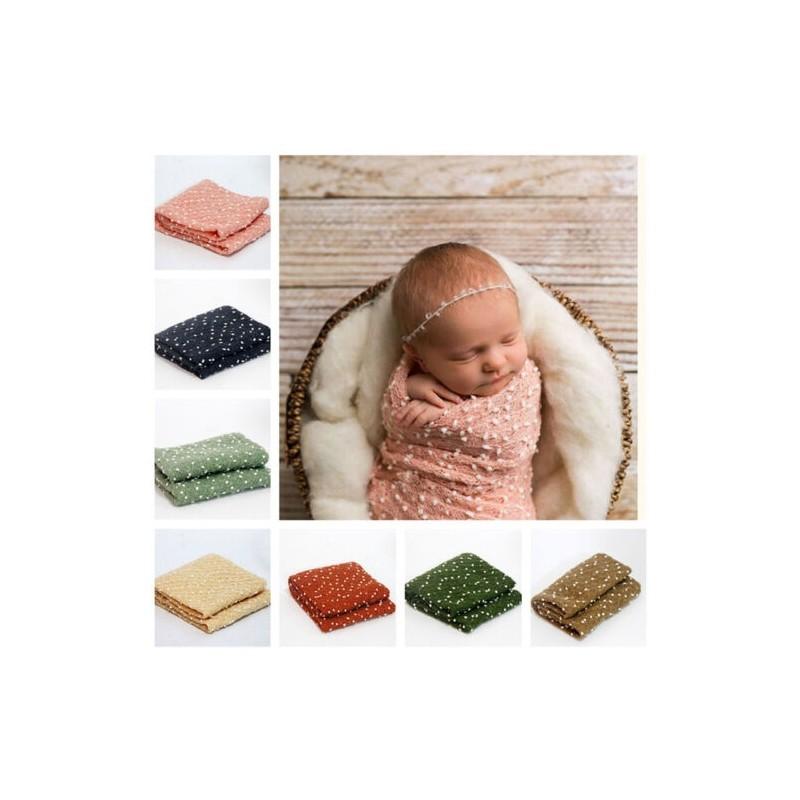 Newborn Photography Wrap And Blanket Gift Set European Style Cotton Blend Comfortable For Babies