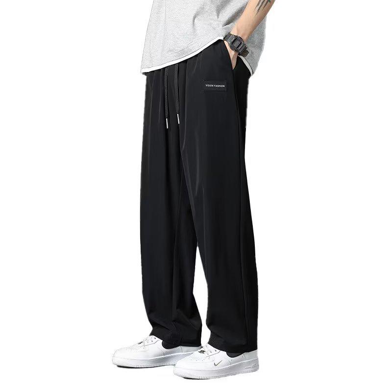Men's Summer 2023 Ice Silk Wide-Leg Pants - Thin, High Street, Casual Drape Fit