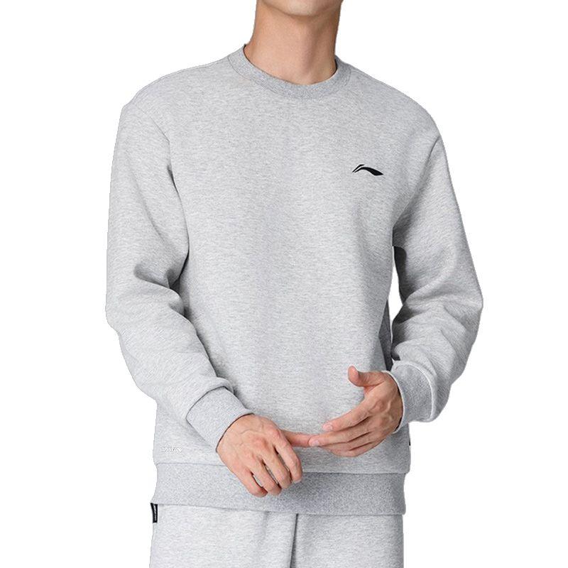Li-Ning Thick Round Neck Cultural Shirt Loose Pullover Warm Fleece Sweatshirt Men Sweatshirt AWDVP89-2