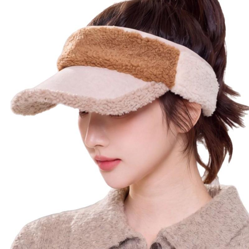 Winter tide lamb wool cap versatile casual warm baseball cap outdoor running high ponytail empty top hat