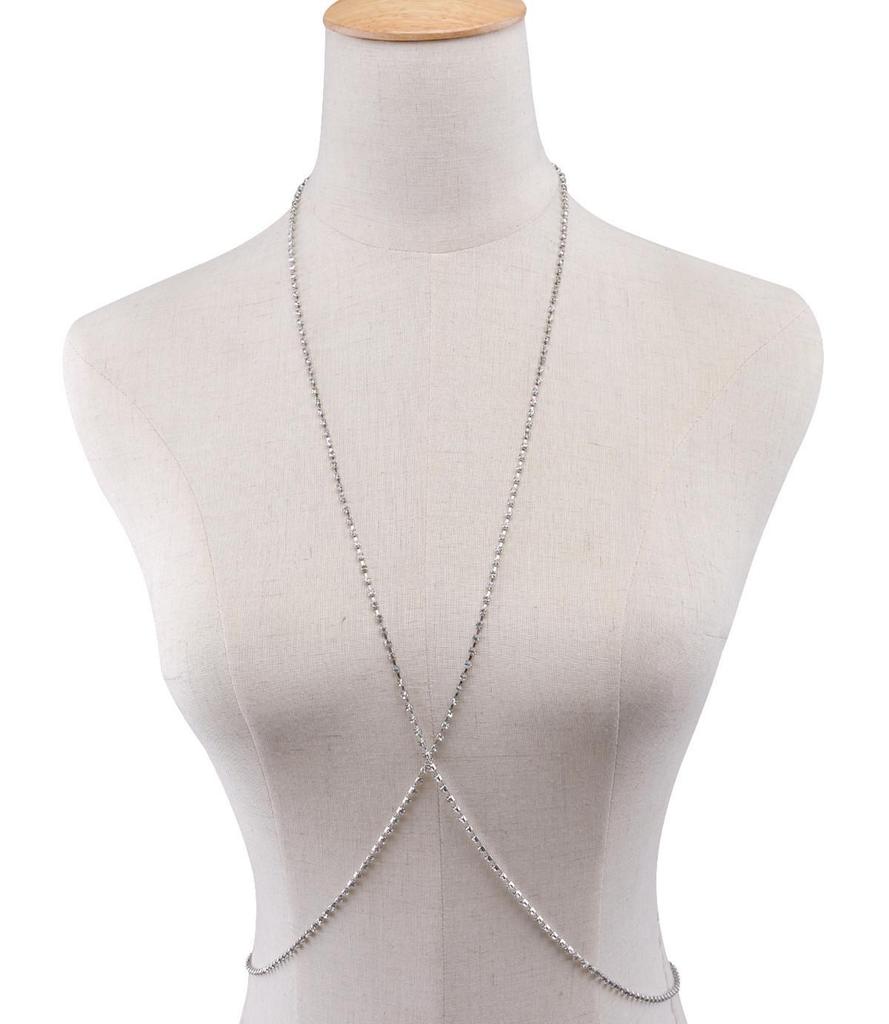 Sizzling Rhinestone Body Chain with Open Chest Design for Nightclubs