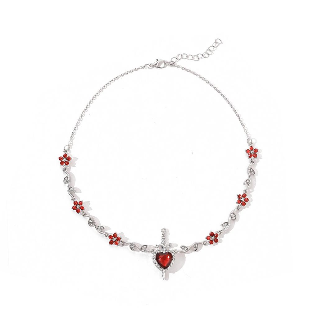 European and American one arrow pierces the heart, love dagger necklace combination temperament light luxury elegant flower collarbone chain woman