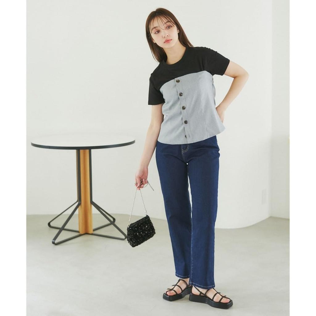 ROPE PICNIC Revolutionary Denim Denim Straight Navy Size 38 Waist-Shaped Pants, (40),