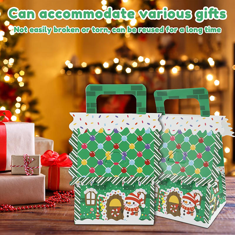 8 Pcs Cute Christmas Treat Candy Boxes Portable Dessert Packaging Case Small Cookie Containers Party Favor Supplies