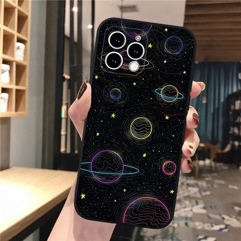 Galaxy Space Moon Star Phone Case For iphone 17 Pro Max Air 16 15 14 13 Pro Max 15 16 Pro 15Plus