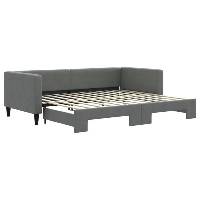 VidaXL Lit de jour avec lit gigogne gris foncé 90x200 cm tissu 3196579