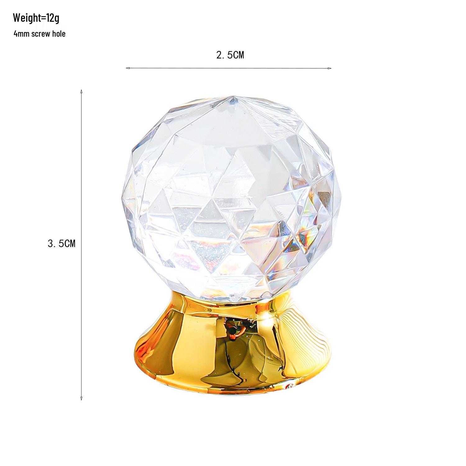 Luxury European Crystal Door Handle - Gold Base for Cabinets and Wardrobes