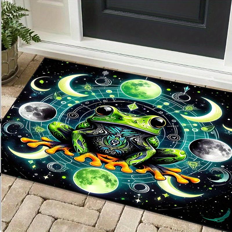 Cosmic Frog Rug for Space Enthusiasts - Surreal Astronaut Frog Design Carpet with Planets for Futuristic Living Room Decor