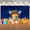 Merry Christmas Birth of Jesus Backdrop Starlit Sky Baby Shower Christianity Party Decor Supplies Banner Photo Background Prop3