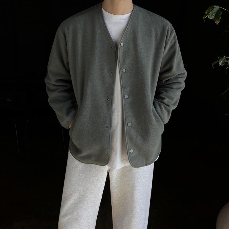 

Простая повседневная куртка-кардиган, мужская осенняя новая свободная толстовка с V-образным вырезом, корейский стиль, модная ретро-куртка 2XL серый