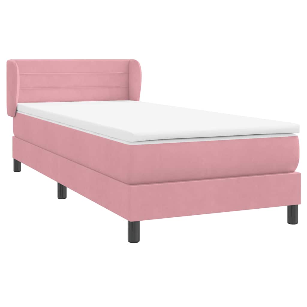 Box Spring Bed with Mattress Pink 80 x 220 cm Velvet