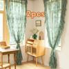 2 Pcs Retro French Lace Floral Curtain Rustic Lace Sheer Curtain Elegant Voile Curtain  Living Room