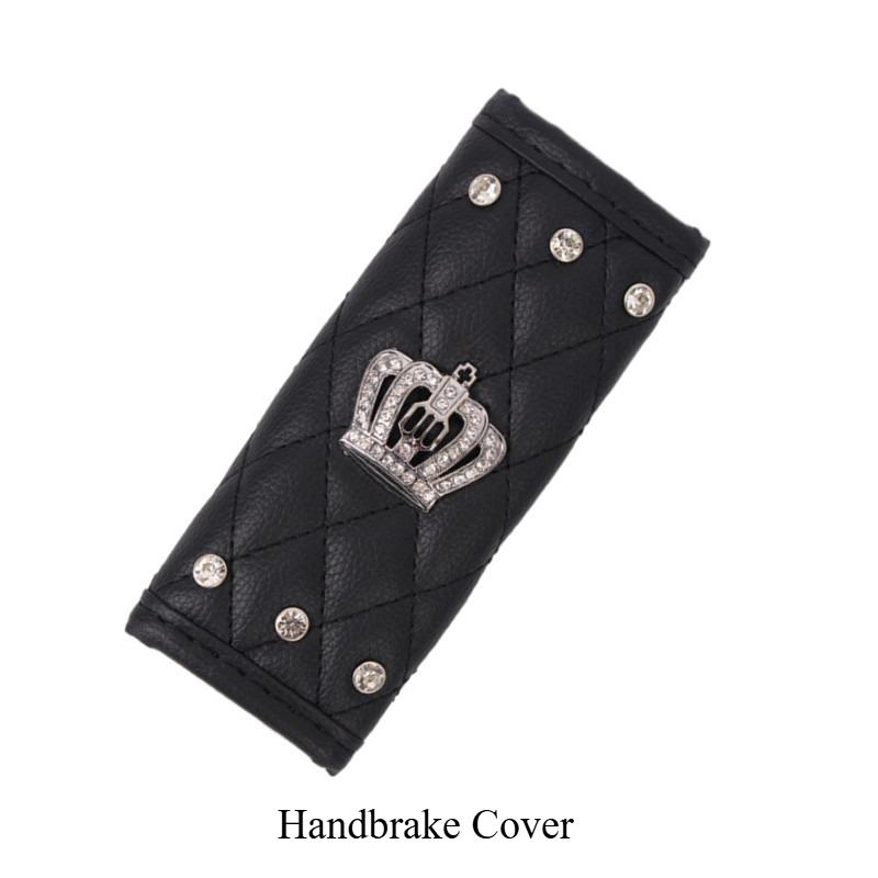 Rhinestone PU Leather Car Interior Decoration Cover Steering Covers Handbrake Gear Shift Lever & Shoulder Protection Cover