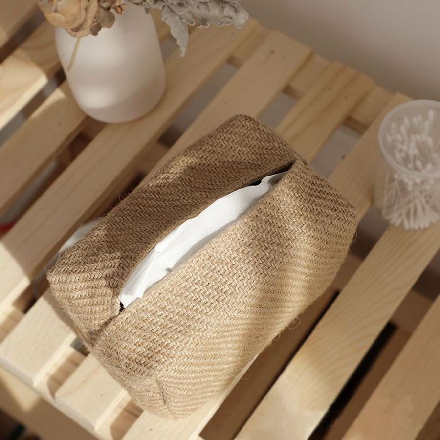 Cotton Linen Woven Paper Towel Box, Minimalist Ins Style, Creative Home Living Room Table Paper Towel Storage Box