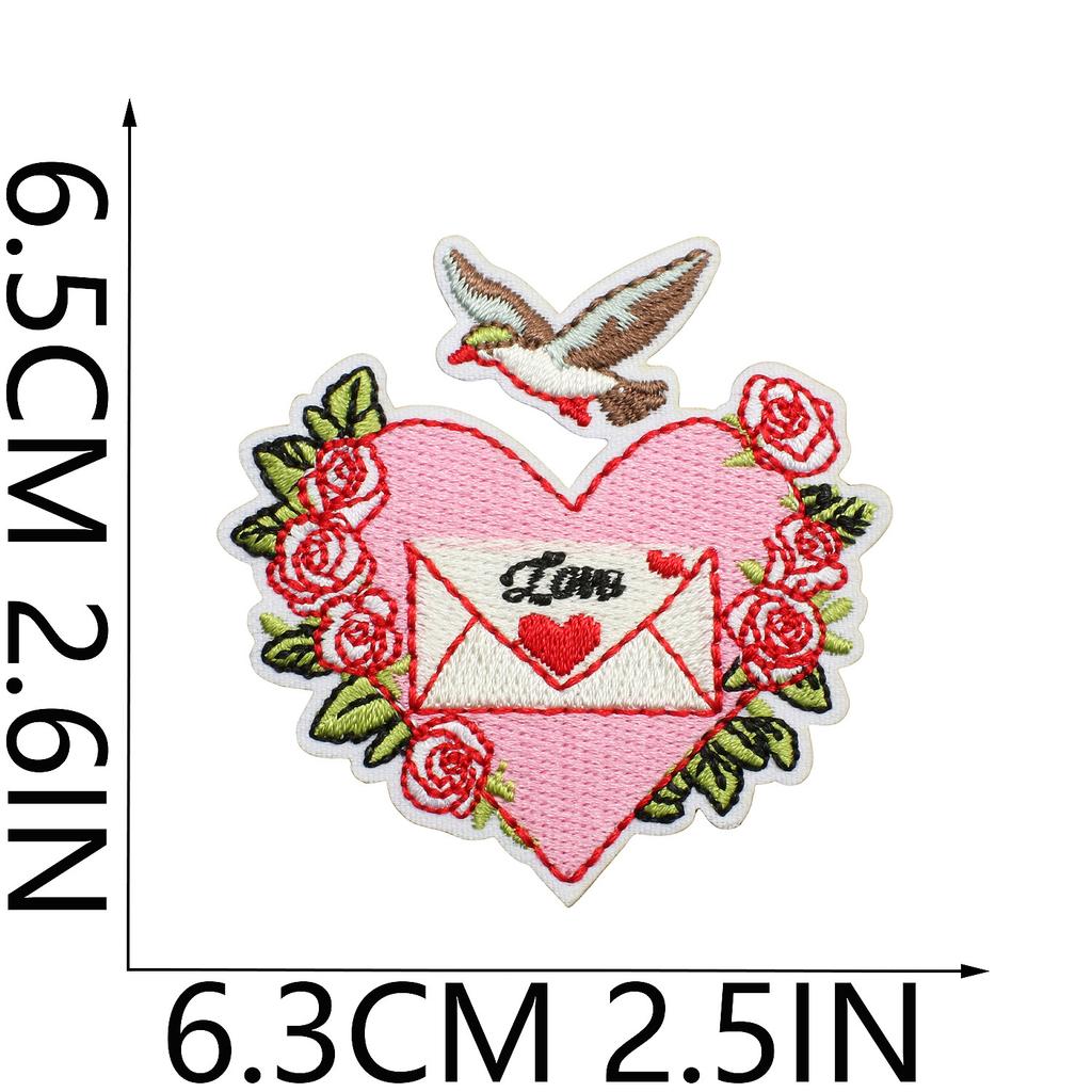 Love Letter Embroidery Cloth Sticker Pink Couple Clothing Decorative Patch Sticker Bow Bear Computer Embroidery Label Heat Transfer