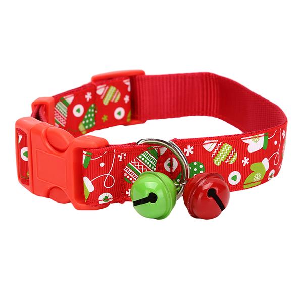 Dog Collar Pet Collar Pet Supplies Christmas with Red and Green Bells