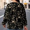 Ladies' Plus Size Comfortable Loose Fashionable Casual Tied Rope Casual And Fashionable Printing Shirt Long Sleeved Top