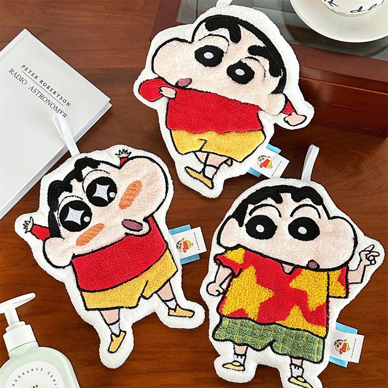 Discover Intime Coral Crayon Shin Chan Hand Towel Adorable Anime Character Crayon Shin Chan Plush Hand Towel Absorbent Kitchen Bathroom Hanging Towel