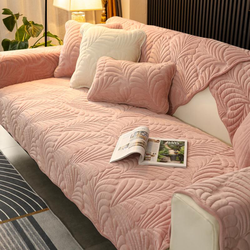 Sofa Cover Thicken Plush Jacquard Solid Color Non-Slip Couch Cushion For Living Room Soft Universal Sofa Cover Towel Sofa Mat
