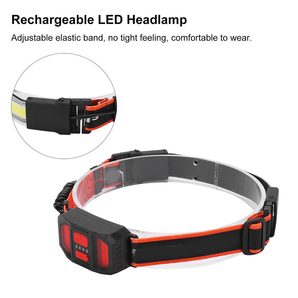 USB Rechargeable LED Headlamp Waterproof Outdoor Red Light Warning Head Light for Camping