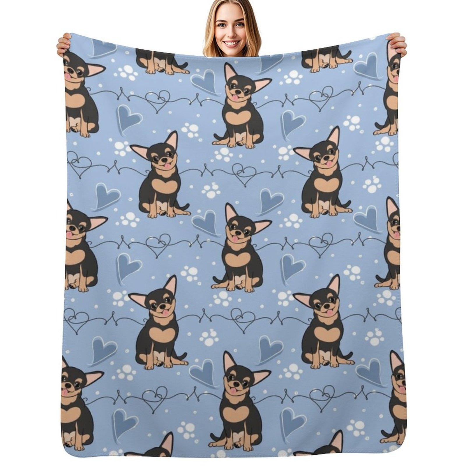 LOVE Black Tan Chihuahua Throw Blanket Warm Comfortable Blanket Gift for Parents Friends 102x76cm(40x30in)