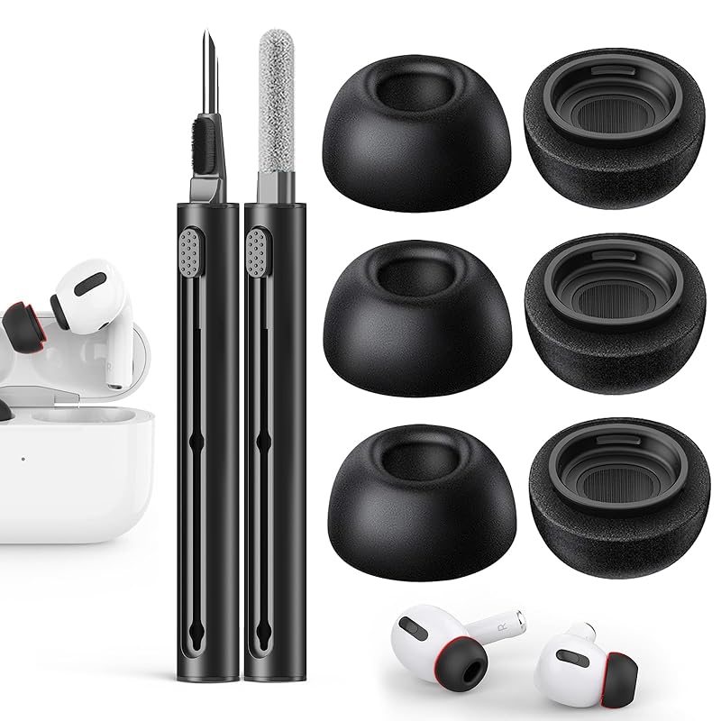 

[3 pairs] memory foam material replacement ear tips AirPods Pro & For 2nd generation With noise reduction hole Balck cleaning pen Airpods 1 2 3