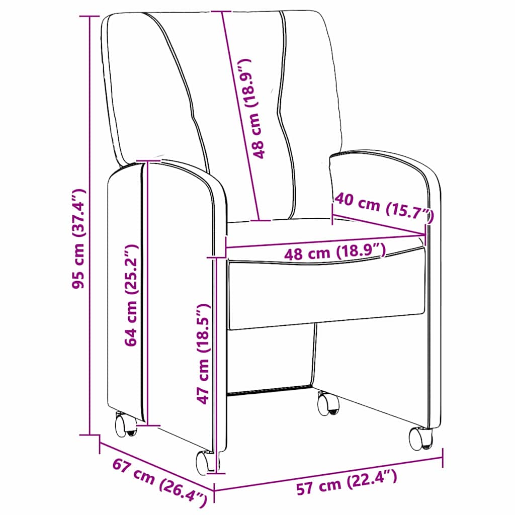 Dining Chairs with Casters 2 pcs Dark Gray 57 x 67 x 95 cm